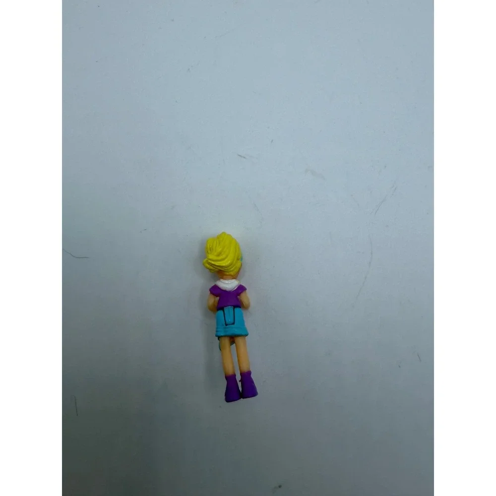 Mattel Polly Pocket‎ Blonde Doll Figure Purple Top Teal Skirt Miniature Toy
